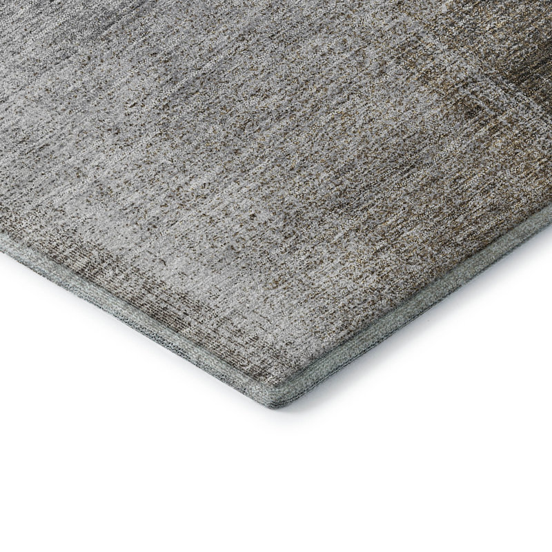 Premium Machine Washable Tweedy Silver Rug, Rectangle 1'8" x 2'6"