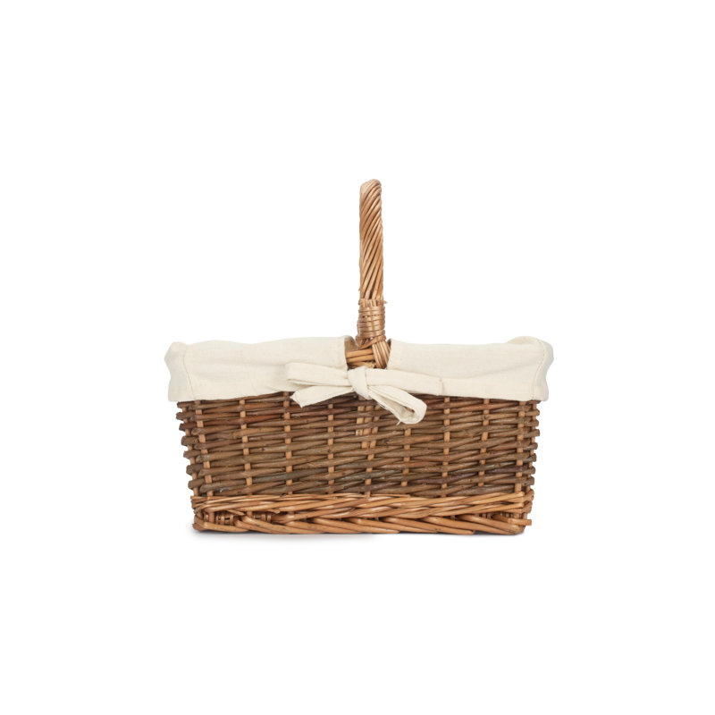 Lily Manor Wicker Unpeeled Willow Shopper Basket with Lining, 28cm H x 32cm W x 25cm D