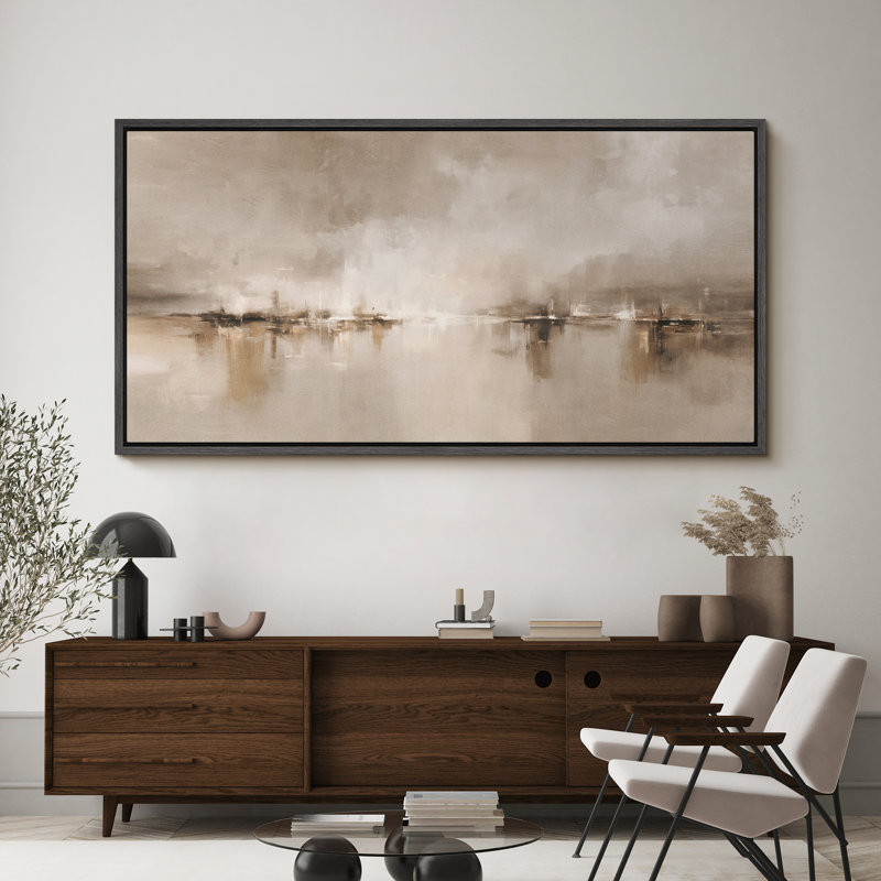 Grande impression sur toile encadrée, impression de paysage abstrait pour la décoration intérieure moderne, Noir