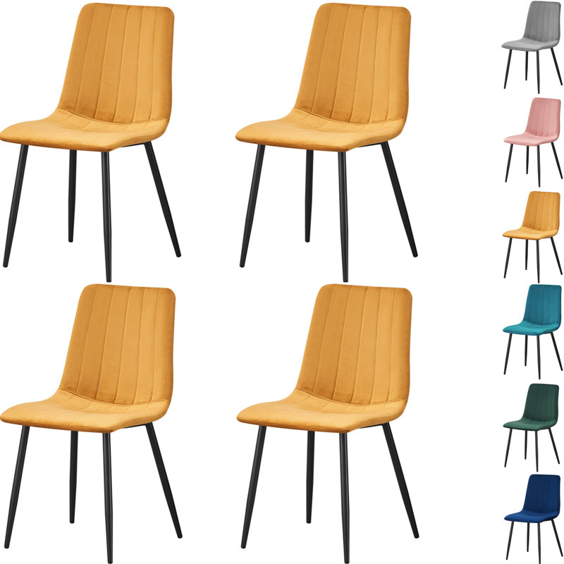 Upholstered Velvet Dining Chair, Yellow