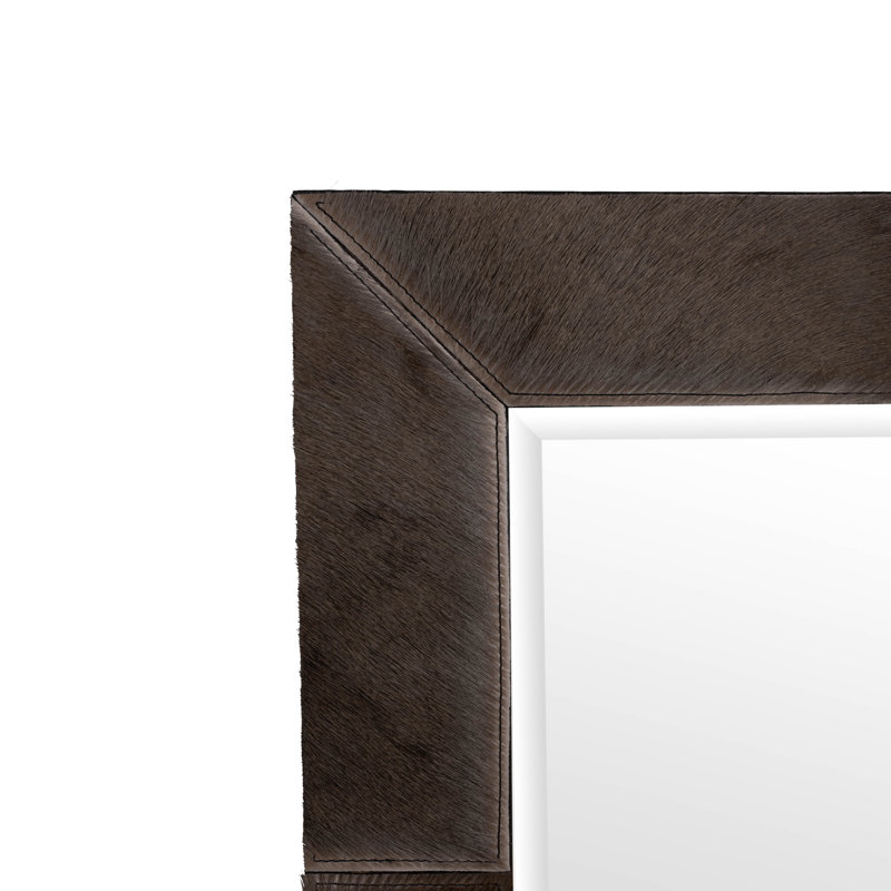 Genuine Leather Accent Mirror, Coffee
