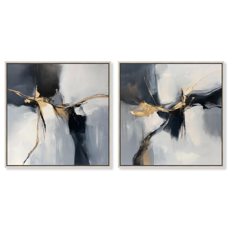 "Luxe Glam", ensemble de 2 reproductions d'art sur toile par , H 31 po x l 31 po, Argent argent