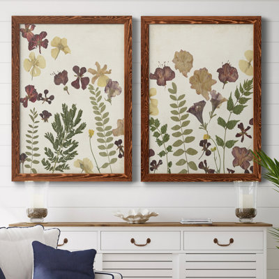 Pressed Flower Arrangement I - Ensemble de 2 reproductions d'art