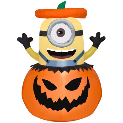 Airblown Minion Popping Out Of Pumpkin Universal