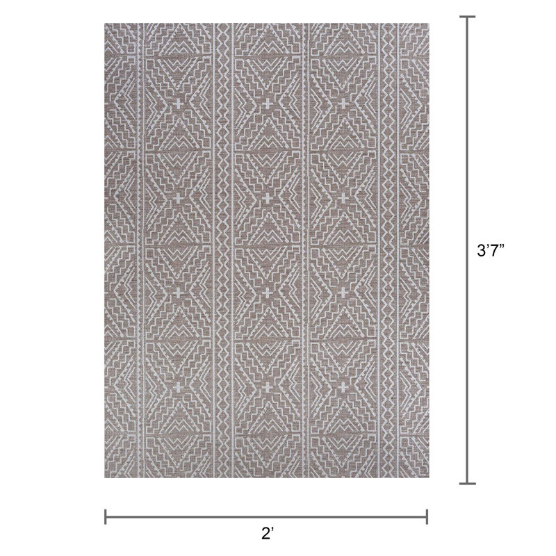 Temple Cloud Performance Geometric Indoor / Outdoor Rug, Rectangle 2' x 3'7"