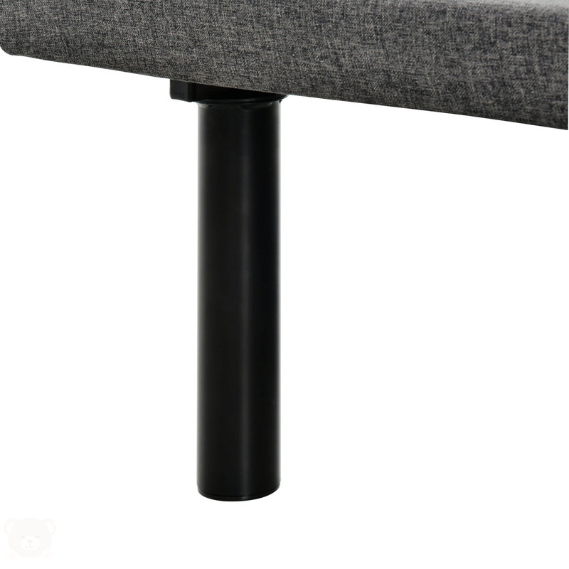 Twin XL Black Adjustable Metal Bed Frame with Upholstered Headboard