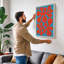 Three Starburst Blooms Mid-Century - Wrapped Canvas-446793827-446793826