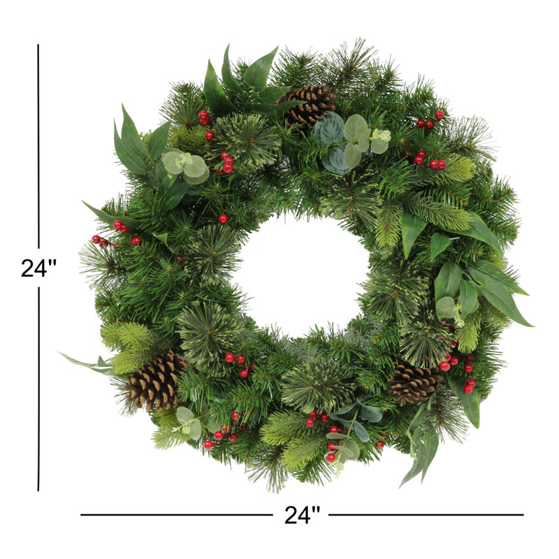 24" Decorated Christmas Wreath with 120 tips