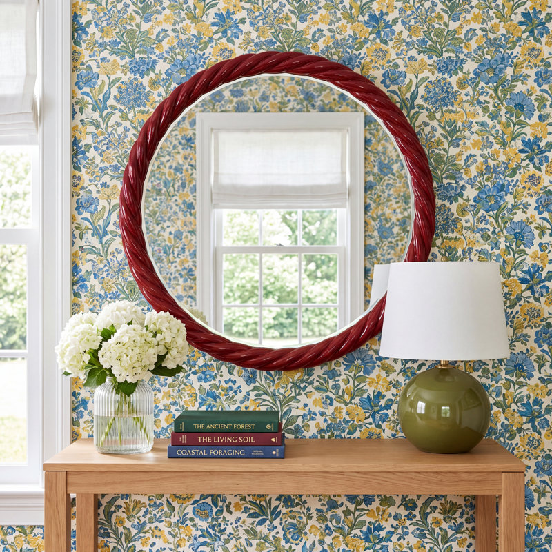 Mara Round Mirror, Burgundy