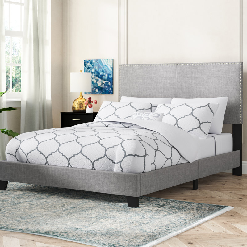 Hazelynn Upholstered Bed, King, Gray Polyester