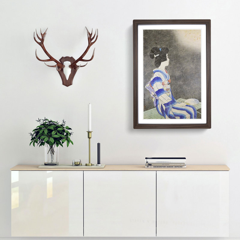 Fireworks by Ito Shinsui - Framed Print, 36cm H x 27cm W x 2cm D, Walnut Framed