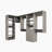 Grey Oak 191.5" Wall-Mounted L-Shape Closet System with 5 Sections, 5 Clothing Rods, 11 Shelves & 4 Slab Drawers-137147850-137147847