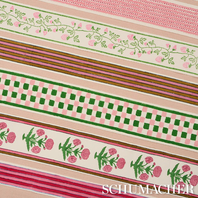 Schumacher X Molly Mahon Chequer Hand Block Trim, Green