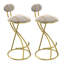 Tabourets de bar ronds en forme de S, ensemble de 2 tabourets de cuisine rembourrés en velours pour la salle à manger (sans table)-1405877239