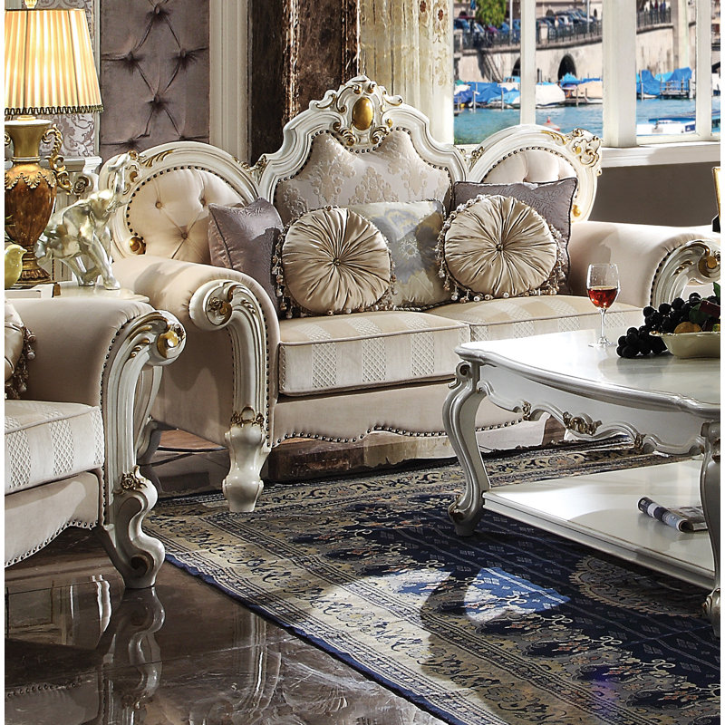 Mariel Rolled Arm Loveseat in Antique Pearl