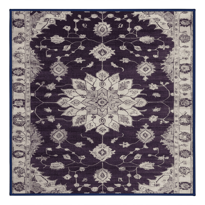 Machine Washable Overdyed Purple Area Rug, Square 5'
