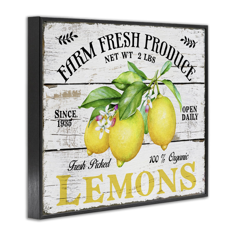 «Farm Fresh Produce», estampe numérique par Creatif Belle, H 11 po x l 14 po, Giclée encadrée noir minuit