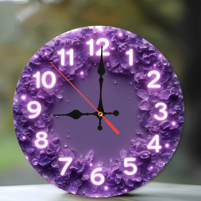 Chiffres de l'horloge en cristal mauve