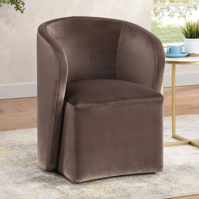 Annie Barrel Dining/Accent Chair with Casters, Chocolate