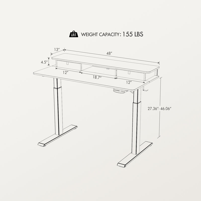 Ianthia Height Adjustable Standing Desk, Rustic Brown/Black