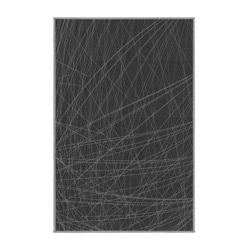 Tapis rond gris à motif abstrait Kiya, Rectangle 6 pi x 9 pi