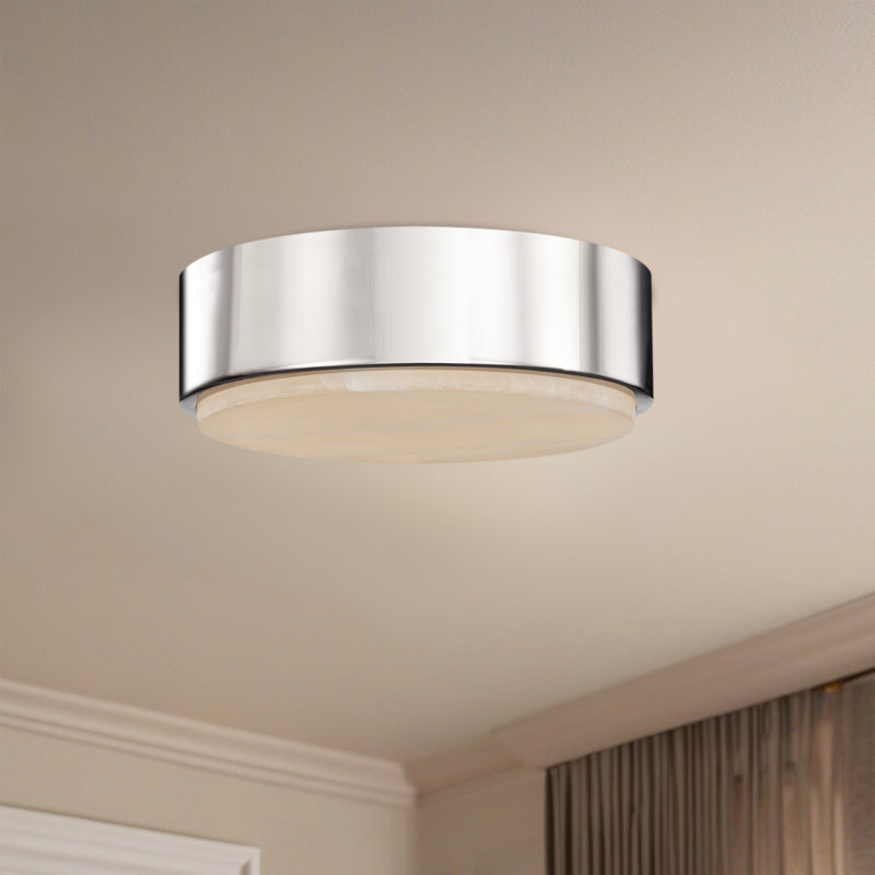 Blanco 1 - Light LED Flush Mount, Polished Nickel/Alabaster, Polished Nickel/Alabaster