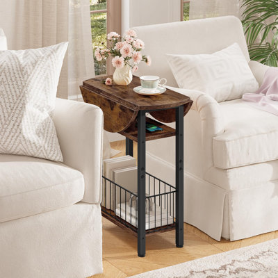 3-Tier Narrow End Table with Folding Top