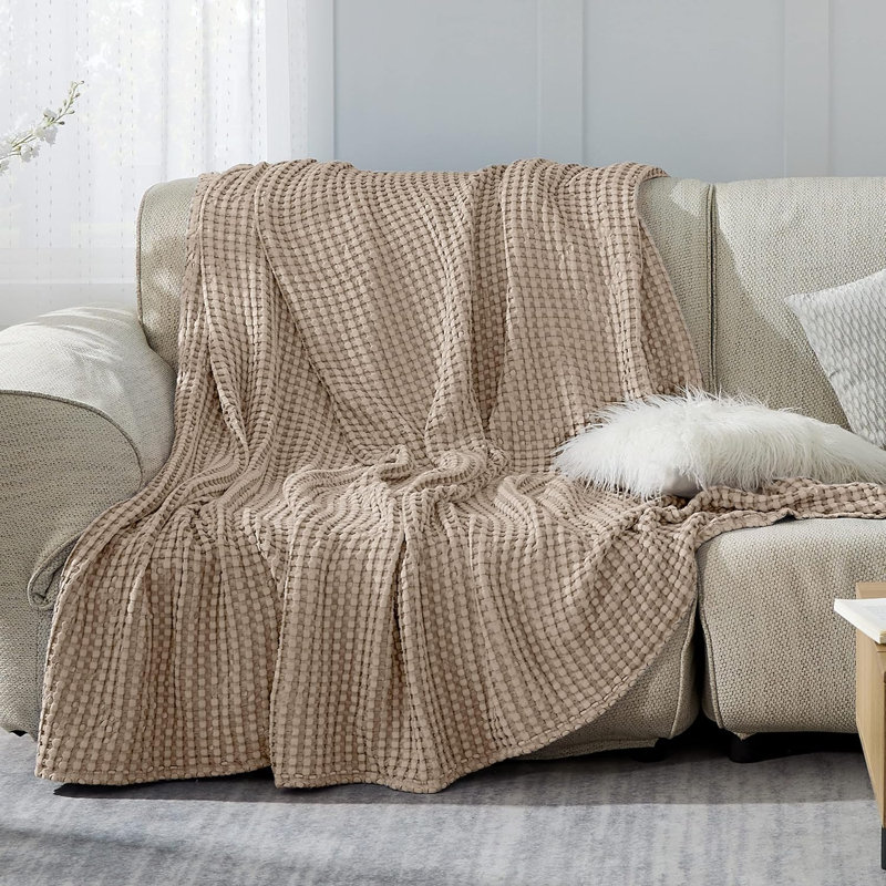 Couverture gaufrée Bedsure en coton et rayonne de bambou, légère et respirante pour un confort toute l'année, Très grand lit