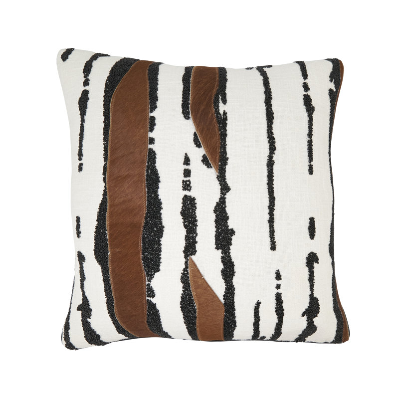Stylish Leather Patchwork Pillow, 18"H x 18"W, No Insert, Square