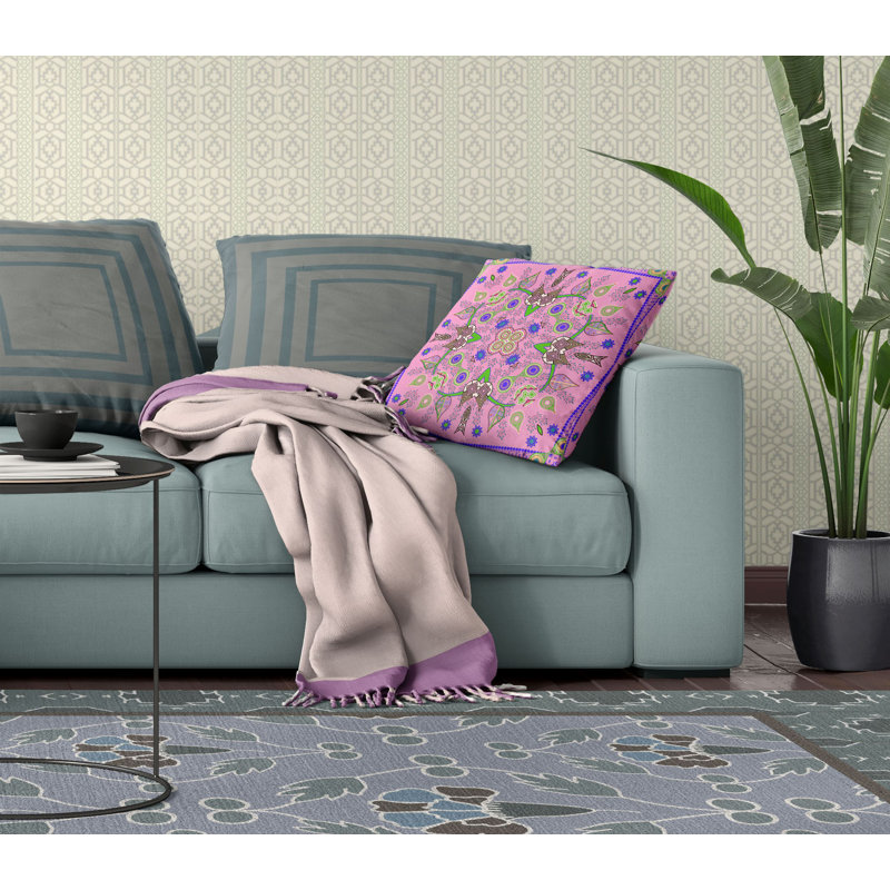 Housse et insert de coussin décoratif en polyester pour l'intérieur et l'extérieur, 18 po x 18 po, Rose / Bleu / Vert