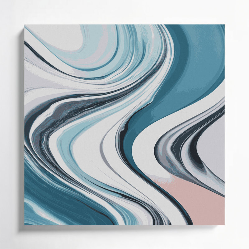 Abstrait art fluide sur toile grise 69, H 8 po x l 8 po