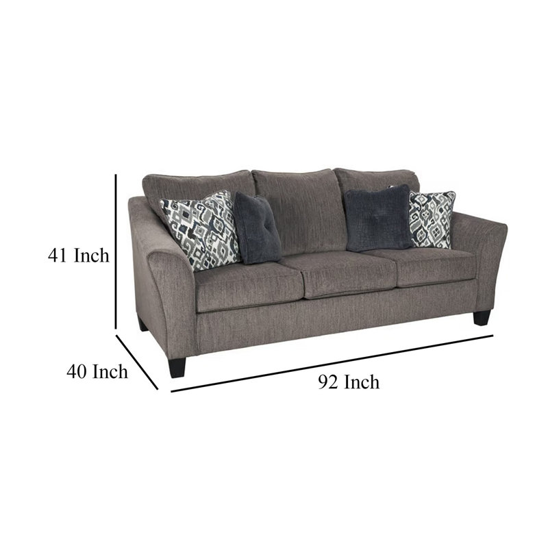 Canapé Nima, polyester gris ardoise, chenille, 4 coussins décoratifs, 92 po