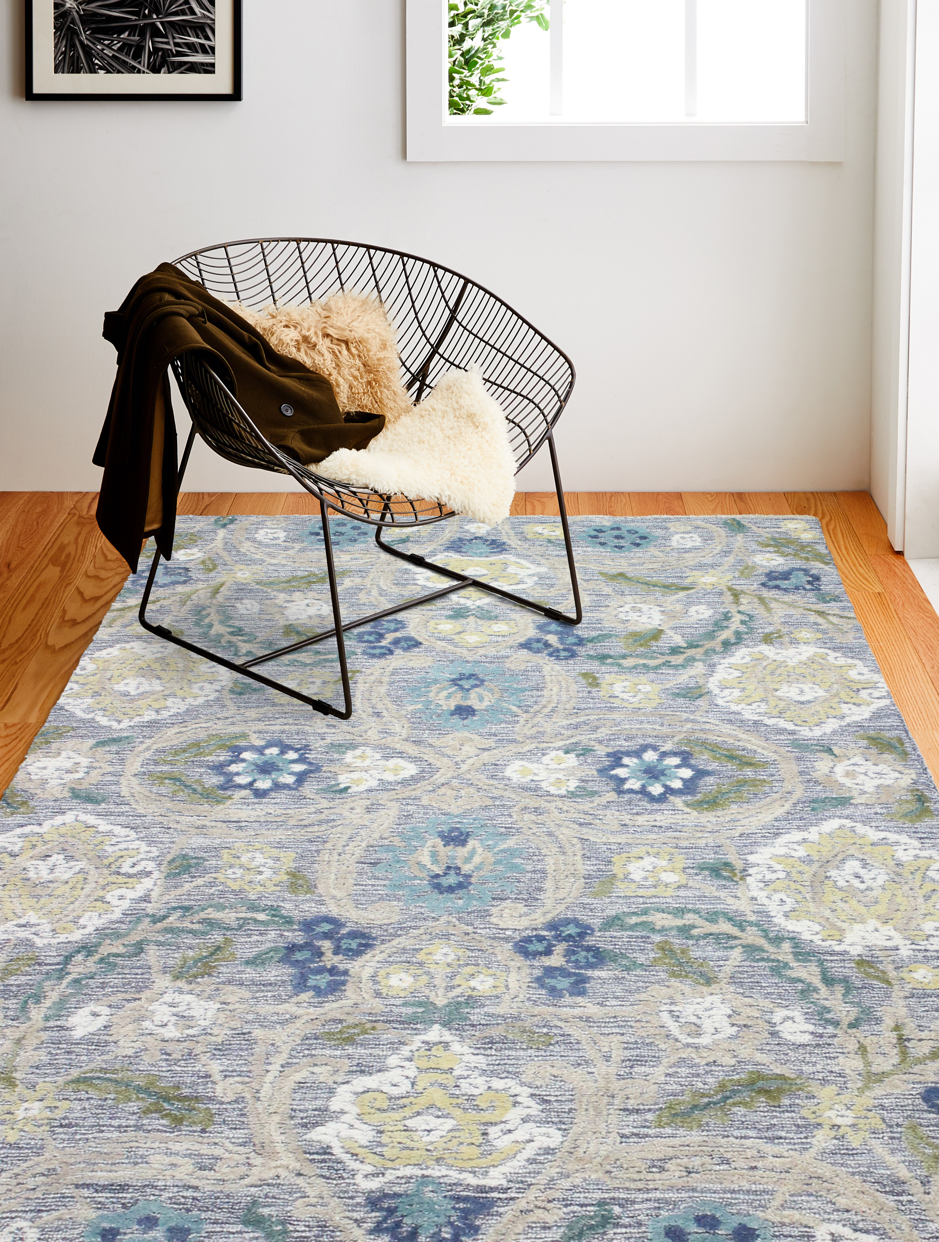 Shop Harley 4x6 Area Rug Blue & Cream, Indoor Rugs