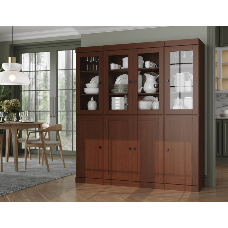 Vaisselier 100% en bois massif Palace Imports de 65 po avec verre transparent, portes Shaker, 2 tiroirs et tablettes réglables