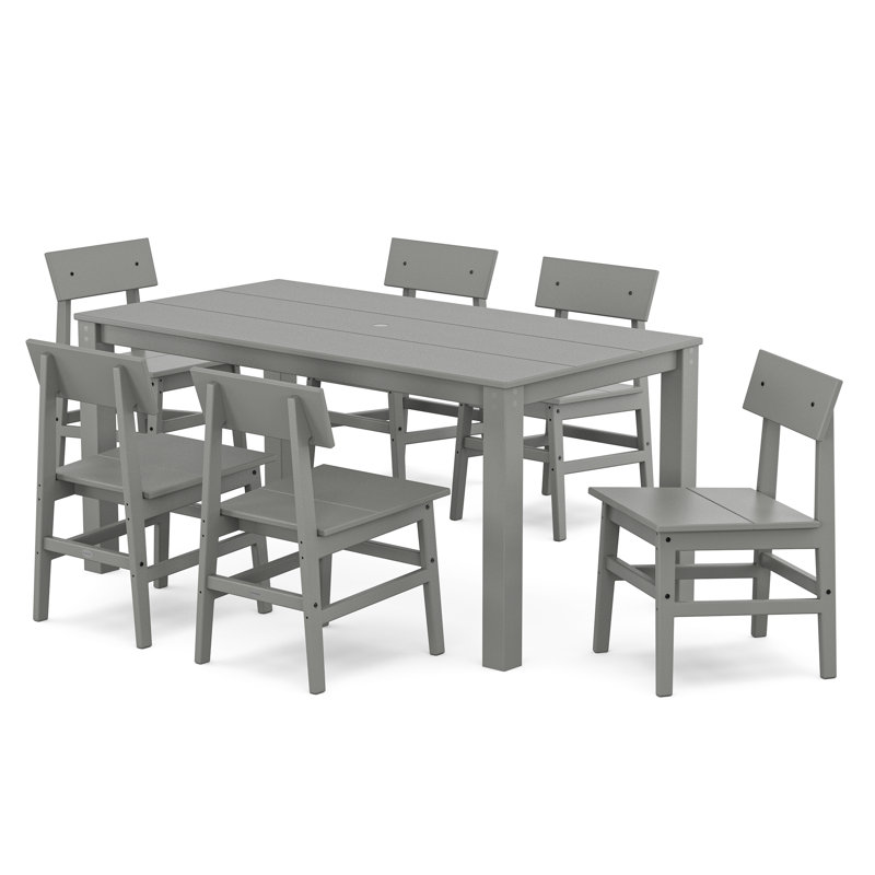 POLYWOOD x AllModern Chair 7-Piece Parsons Dining Table Set, Slate Gray