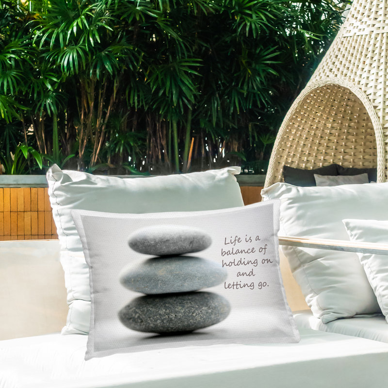 «Life Is A Balance Stones», coussin décoratif d'extérieur imprimé par Sandro De Carvalho