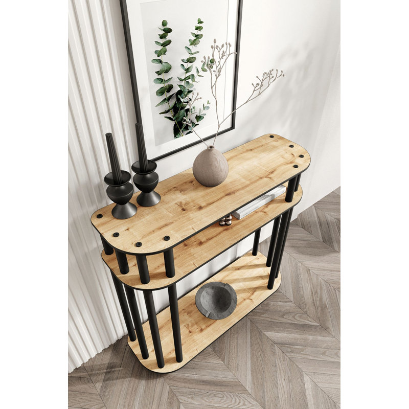 Commode moderne en chêne avec pieds Kraft compressés, 35,4 po x 33,1 po x 11,8 po | Fabrication 100% bois aggloméré, design industriel épuré | Parfait pour les solutions de chambre à coucher et de rangement, les meubles élégants et durables