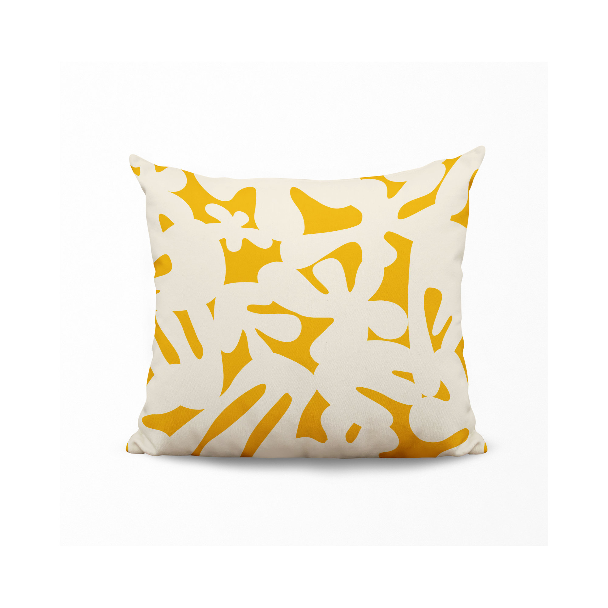 Lara Spun Polyester Indoor/Outdoor Throw Pillow, 15" x 15", Yellow/Off White