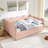 Full Size Cozy Gingham Daybed With Two Storage Drawers, With USB Port And Adorable Wave Shaped, Linen Fabric-1823552043-1823552046
