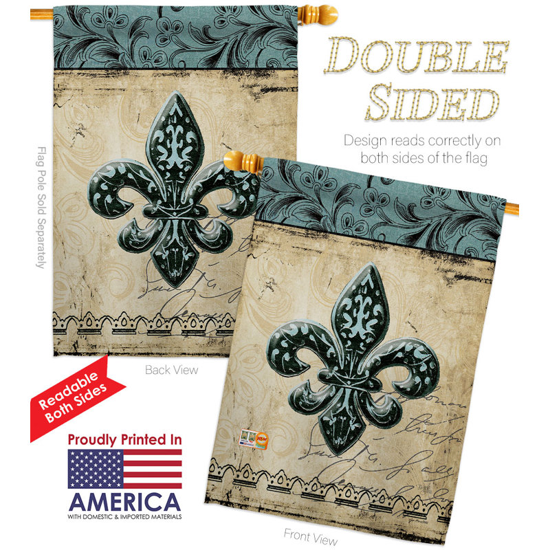 Ensemble de drapeaux de maison Flower De Luce Fleur Lys Country Living Bannière de jardin 28 x 40 pouces
