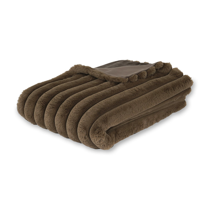 Abderraouf Ribbed Throw Blanket, Brown