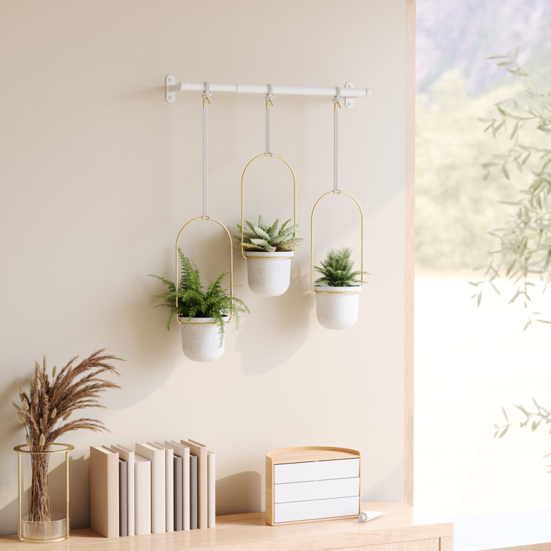 Triple Hanging Planter, White, 106.8H x 63W x 15D
