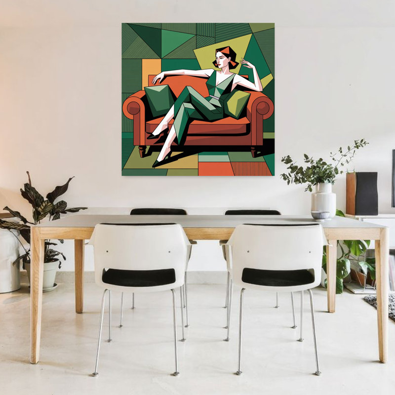 Art contemporain, art abstrait rétro, H 36 po x l 36 po