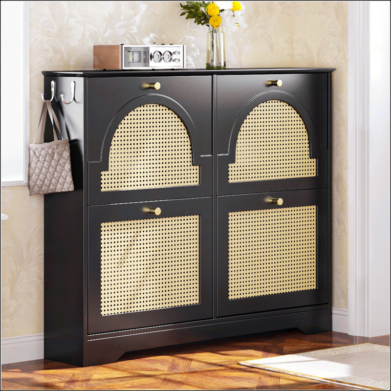 Armoire à chaussures Mid-Century, Noir