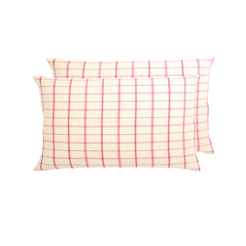 Coussin London, Rose Plaid, H 12 po x l 18 po, Pillow Cover Only - No Insert