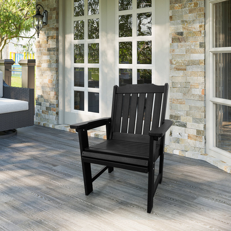 Chaise de patio en PEHD Winston Porter avec quincaillerie en acier inoxydable 18/8, 600 lb (noir de carbone)