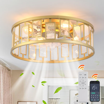 7- Blade 51cm Ceiling Fan with Remote Control and Light Kit Included