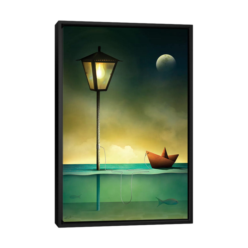 Barquinho Em Repouso (Toy Boat At Rest) by Marcel Caram - Print on Canvas, 66.04 cm H x 45.72 cm W, Black Framed