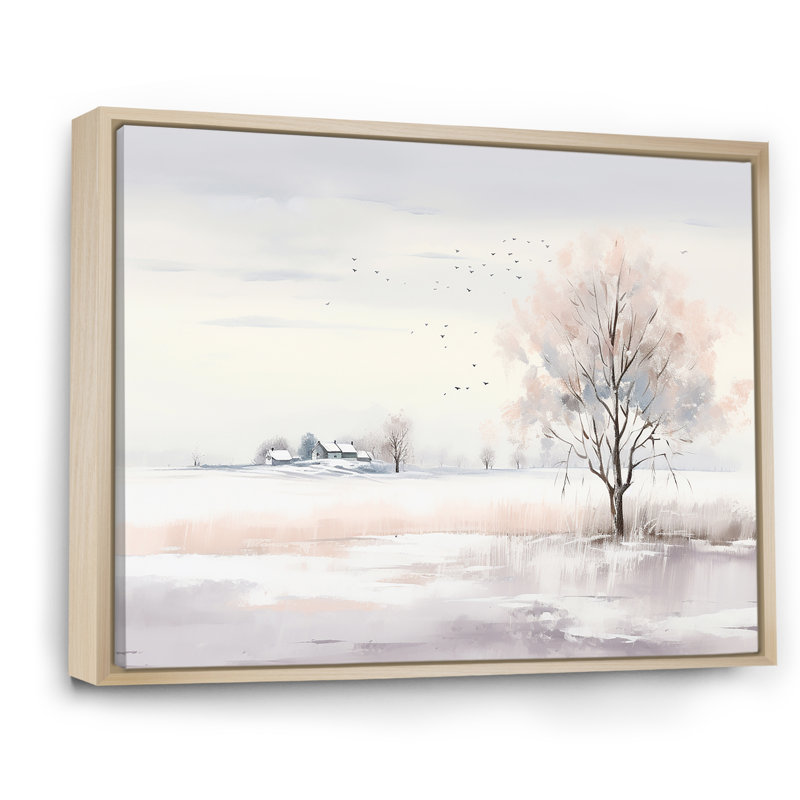 Paysage d'hiver, minimalisme - Paysage d'hiver, Cadre naturel flottant, H 24 po x l 32 po x P 1 po