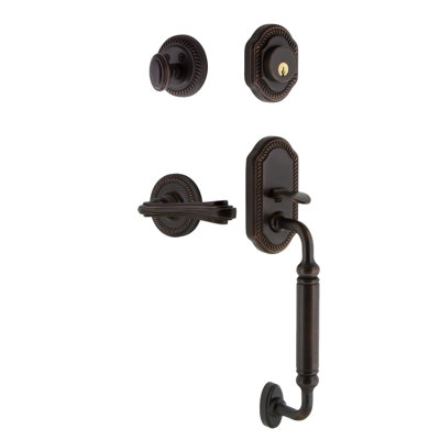 Nostalgic Warehouse Rope Rosette C Grip Handleset with Single Cylinder Deadbolt and Fleur Lever
